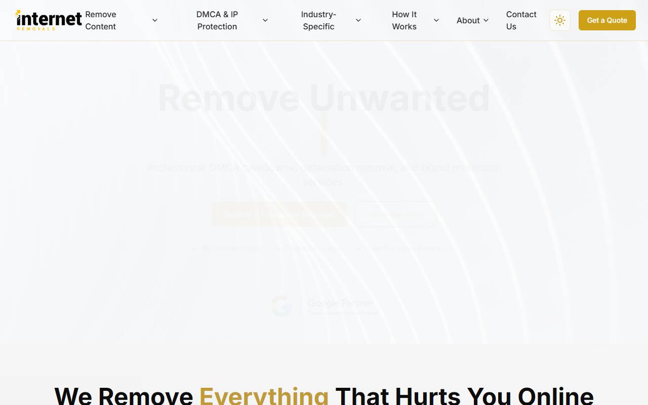 Internet Removals website screenshot