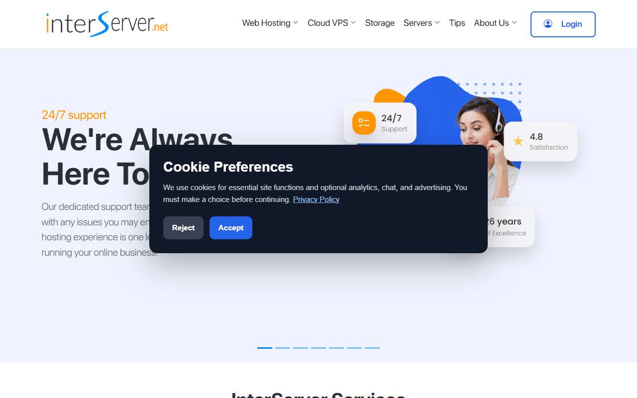 InterServer website screenshot