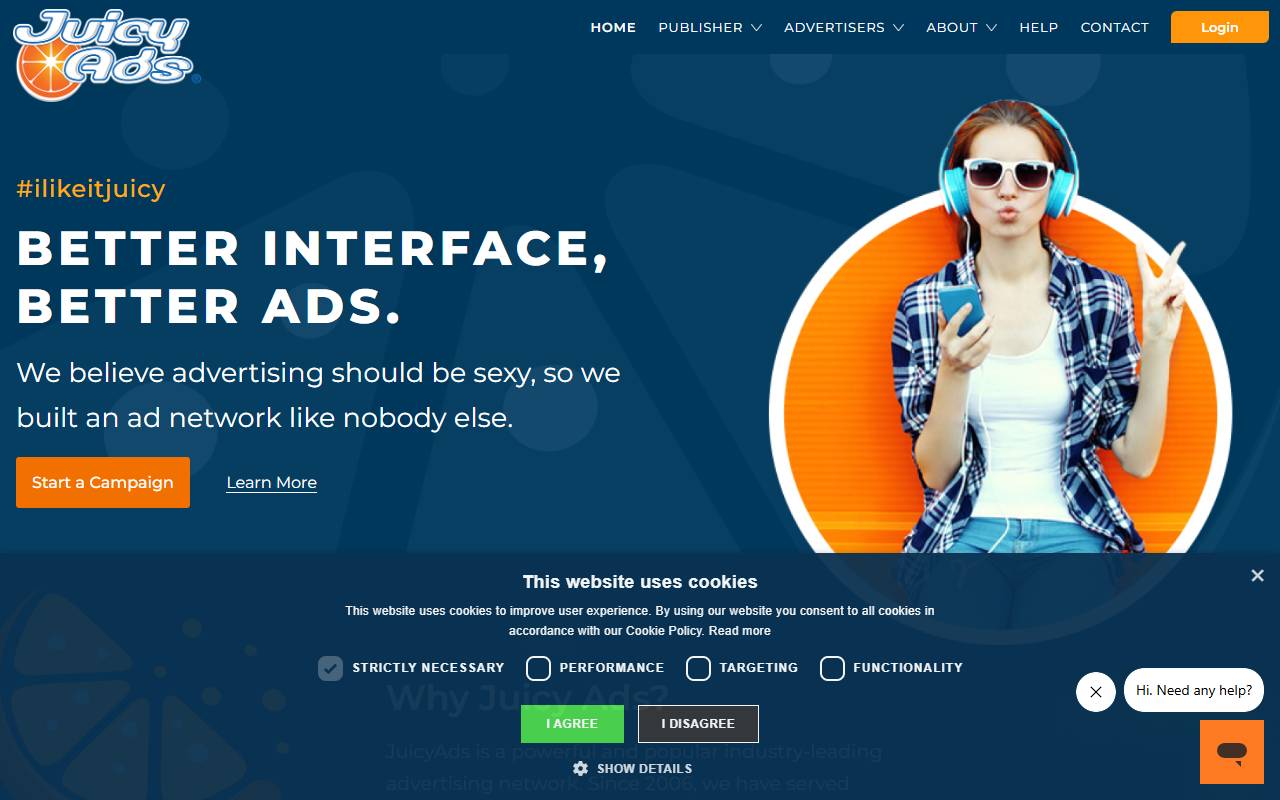 JuicyAds website screenshot