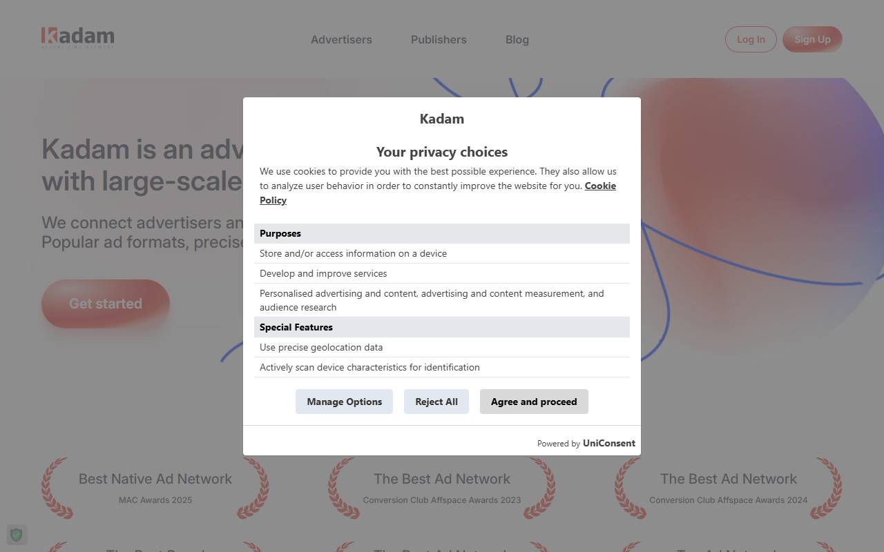 Kadam website screenshot