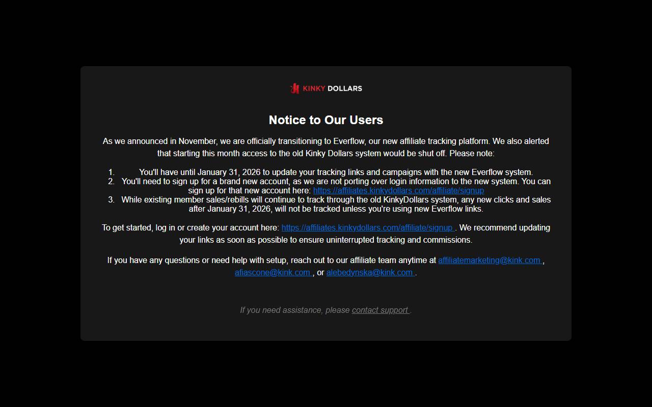 KinkyDollars website screenshot
