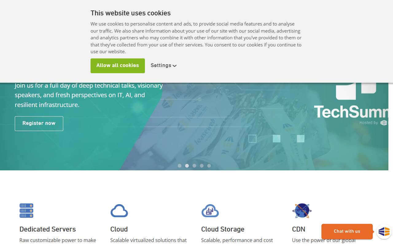 LeaseWeb CDN website screenshot
