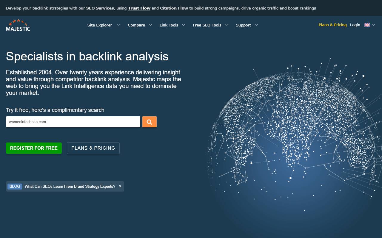 Majestic website screenshot