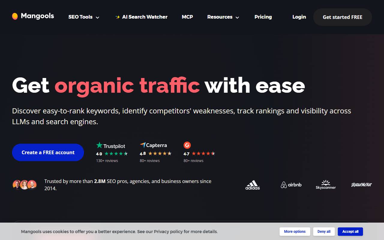 Mangools website screenshot