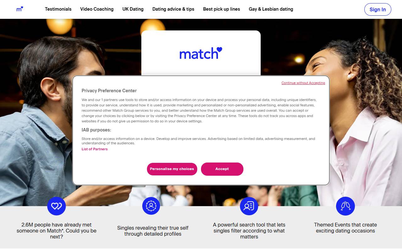 Match Affiliates website screenshot