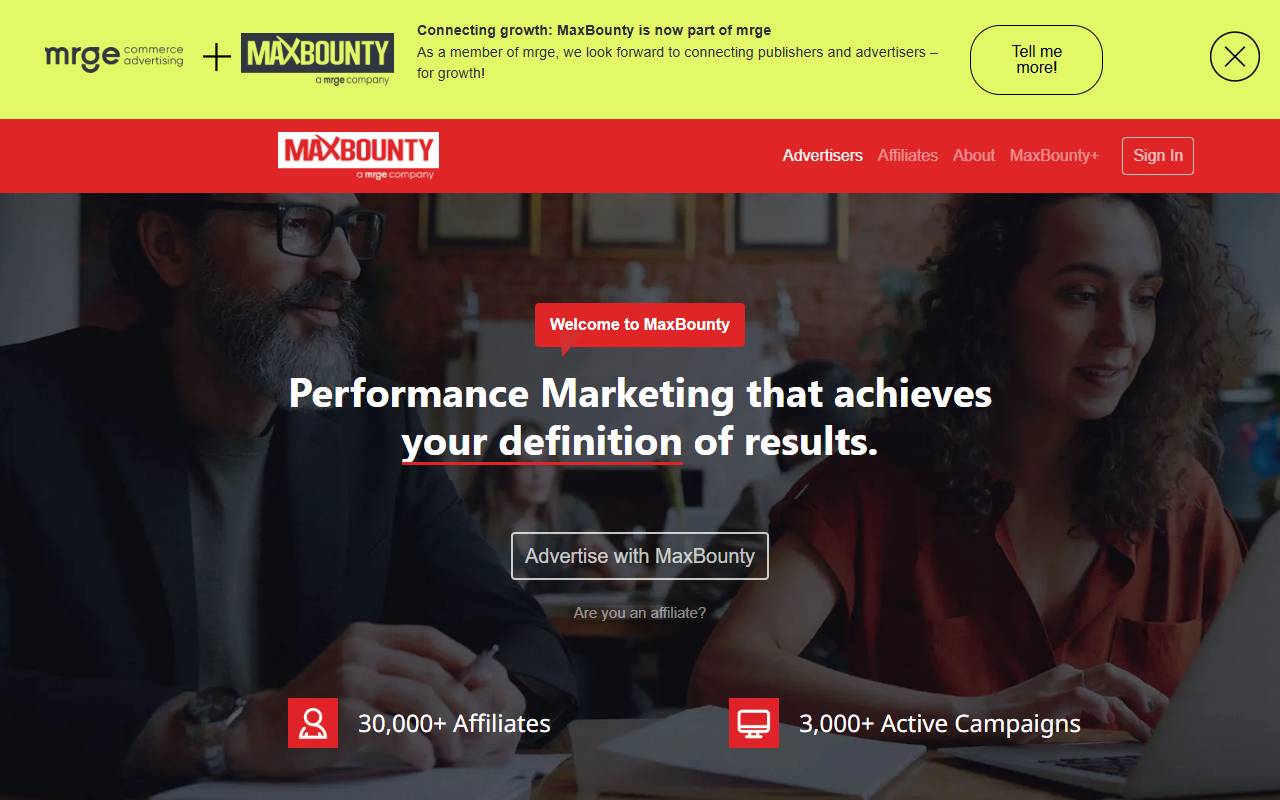 MaxBounty website screenshot
