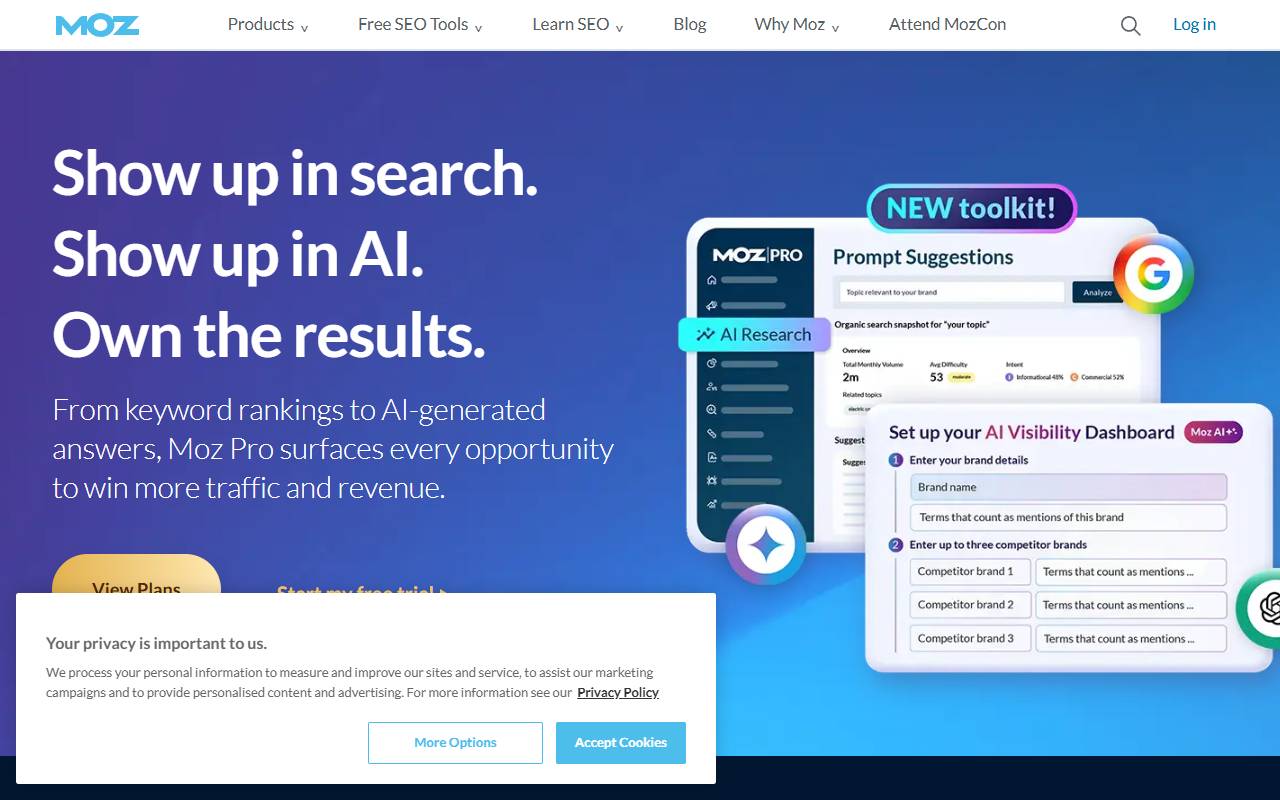 Moz Pro website screenshot