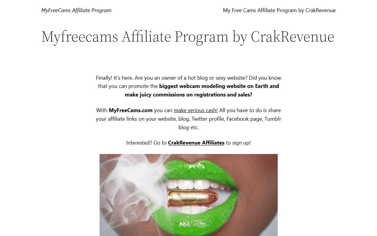 MyFreeCams Affiliate Program website screenshot