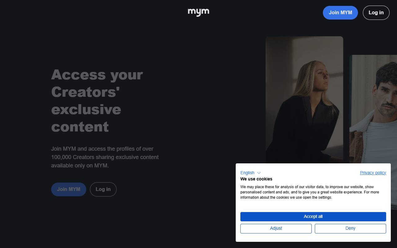 MYM.fans website screenshot