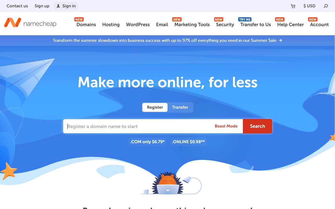 Namecheap website screenshot