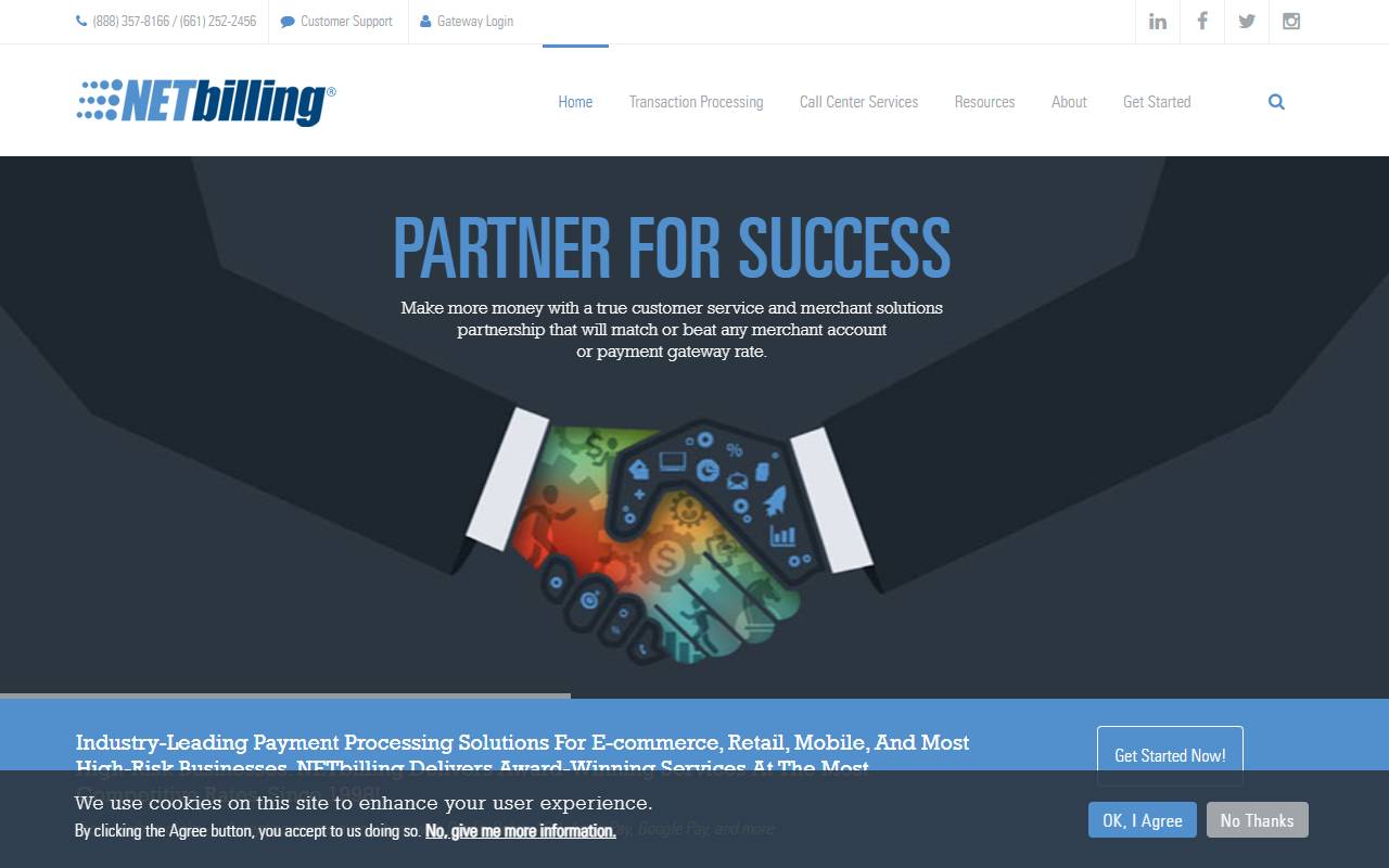 NETbilling website screenshot
