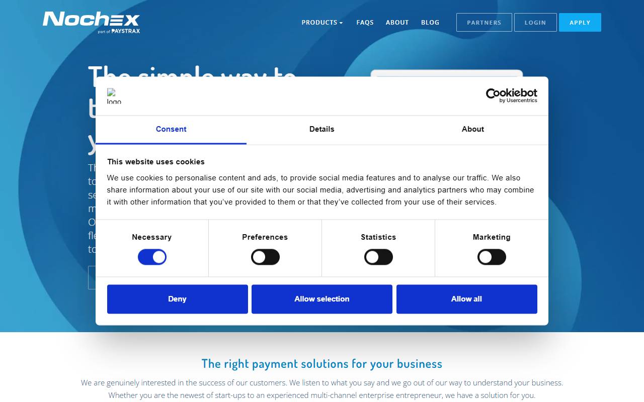 Nochex website screenshot