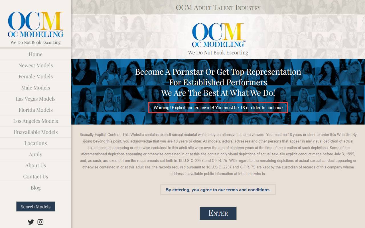 OC Modeling website screenshot