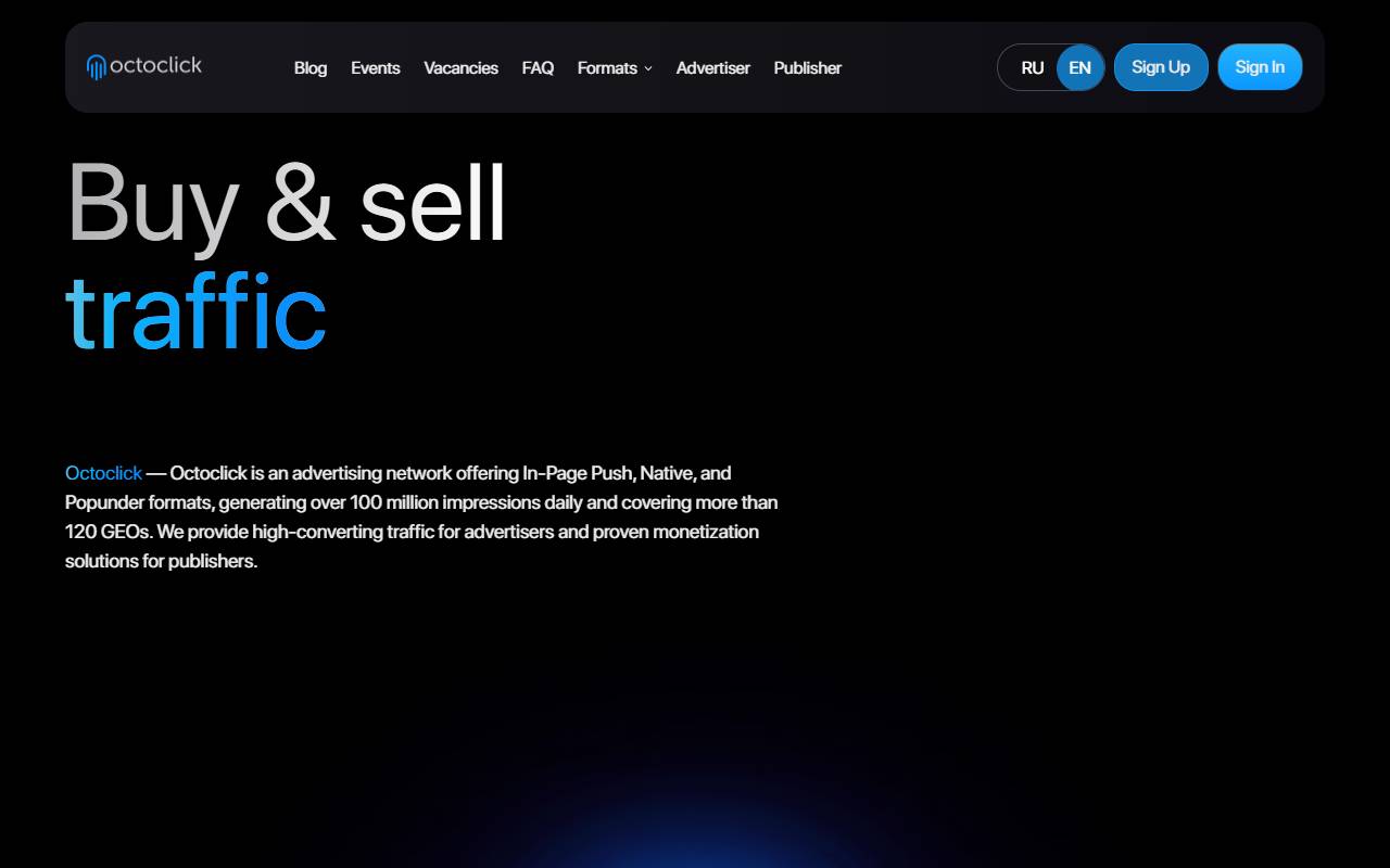 OctoClick website screenshot