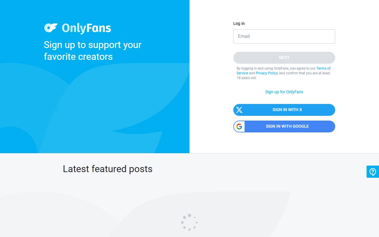 OnlyFans website screenshot