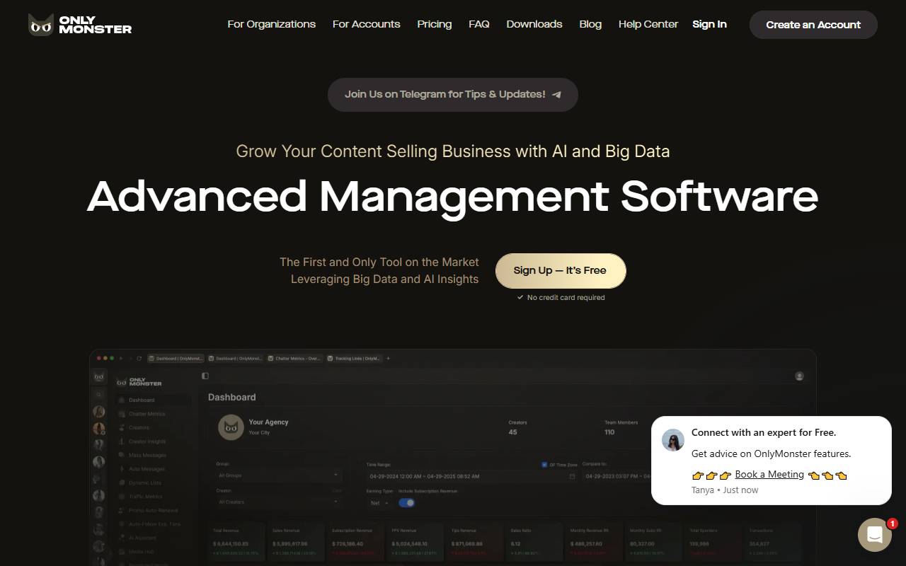 OnlyMonster website screenshot