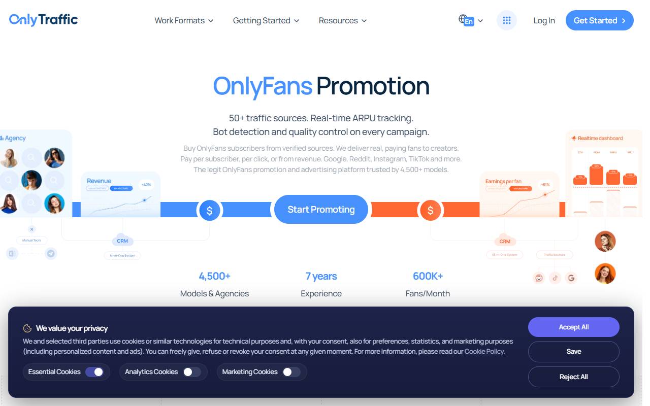 OnlyTraffic website screenshot