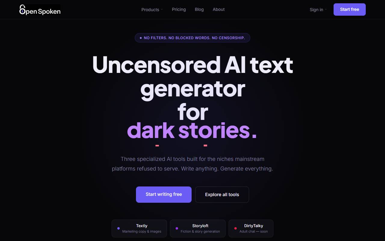 Open Spoken AI website screenshot