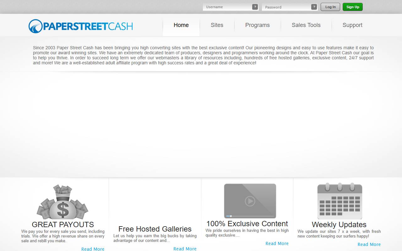 PaperStreetCash website screenshot