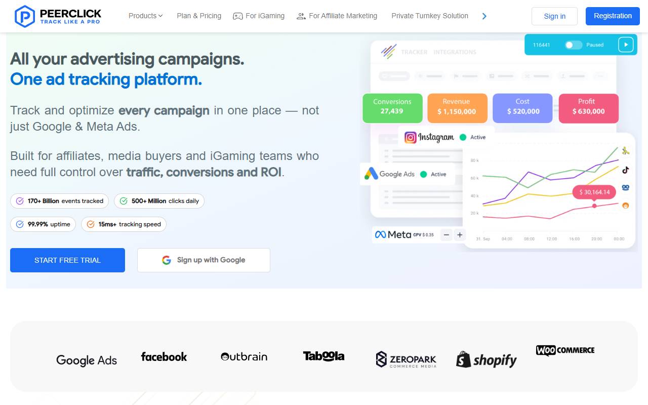 PeerClick website screenshot