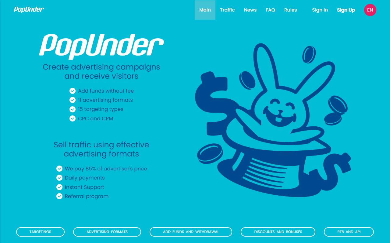 PopUnder.net website screenshot