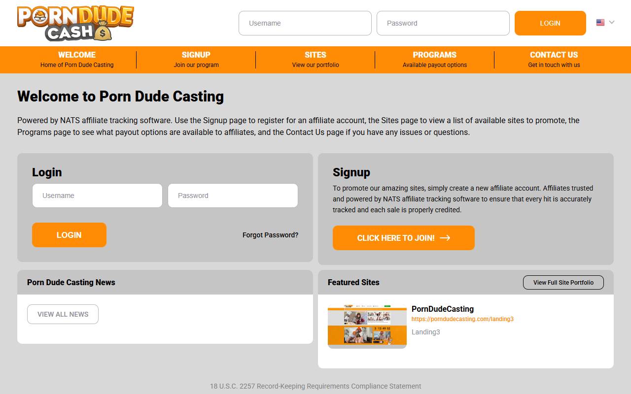 PornDudeCash website screenshot