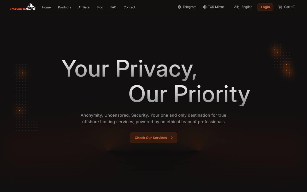 PrivateAlps website screenshot