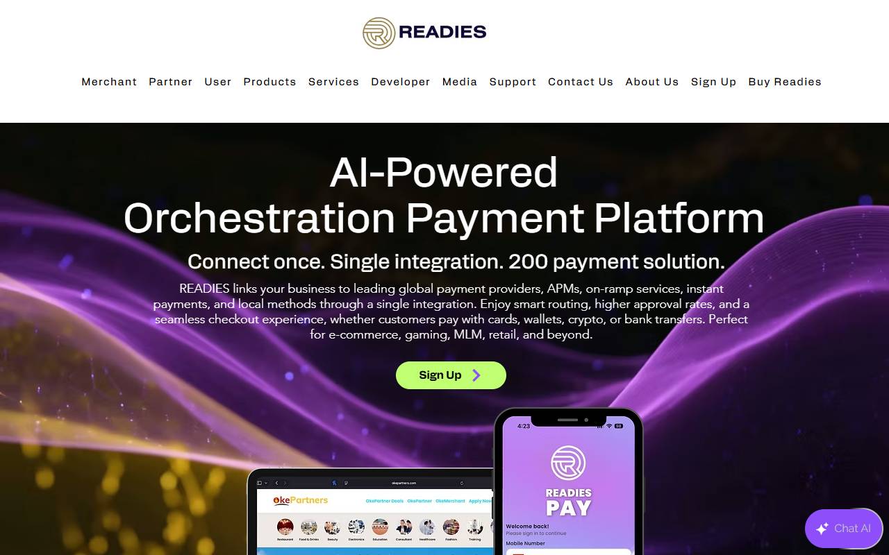 Readies website screenshot