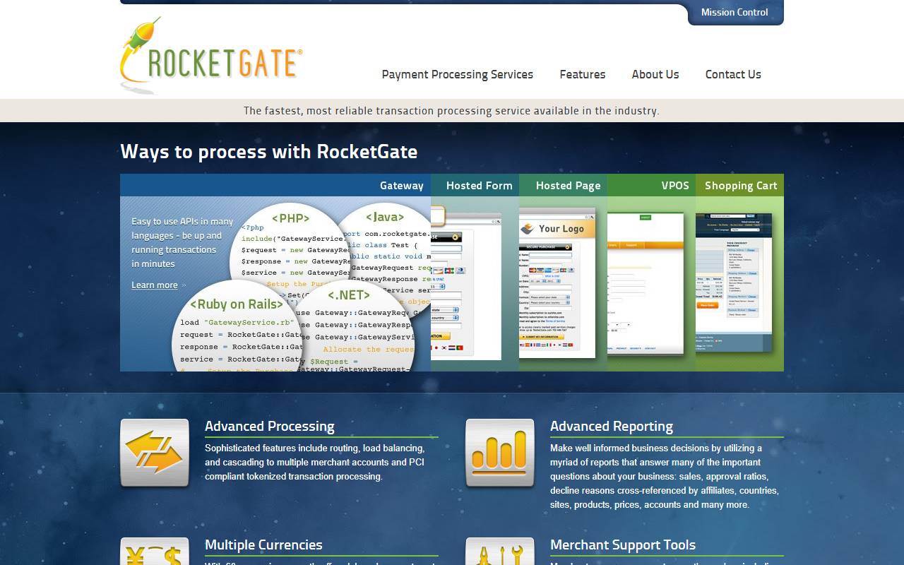 RocketGate website screenshot