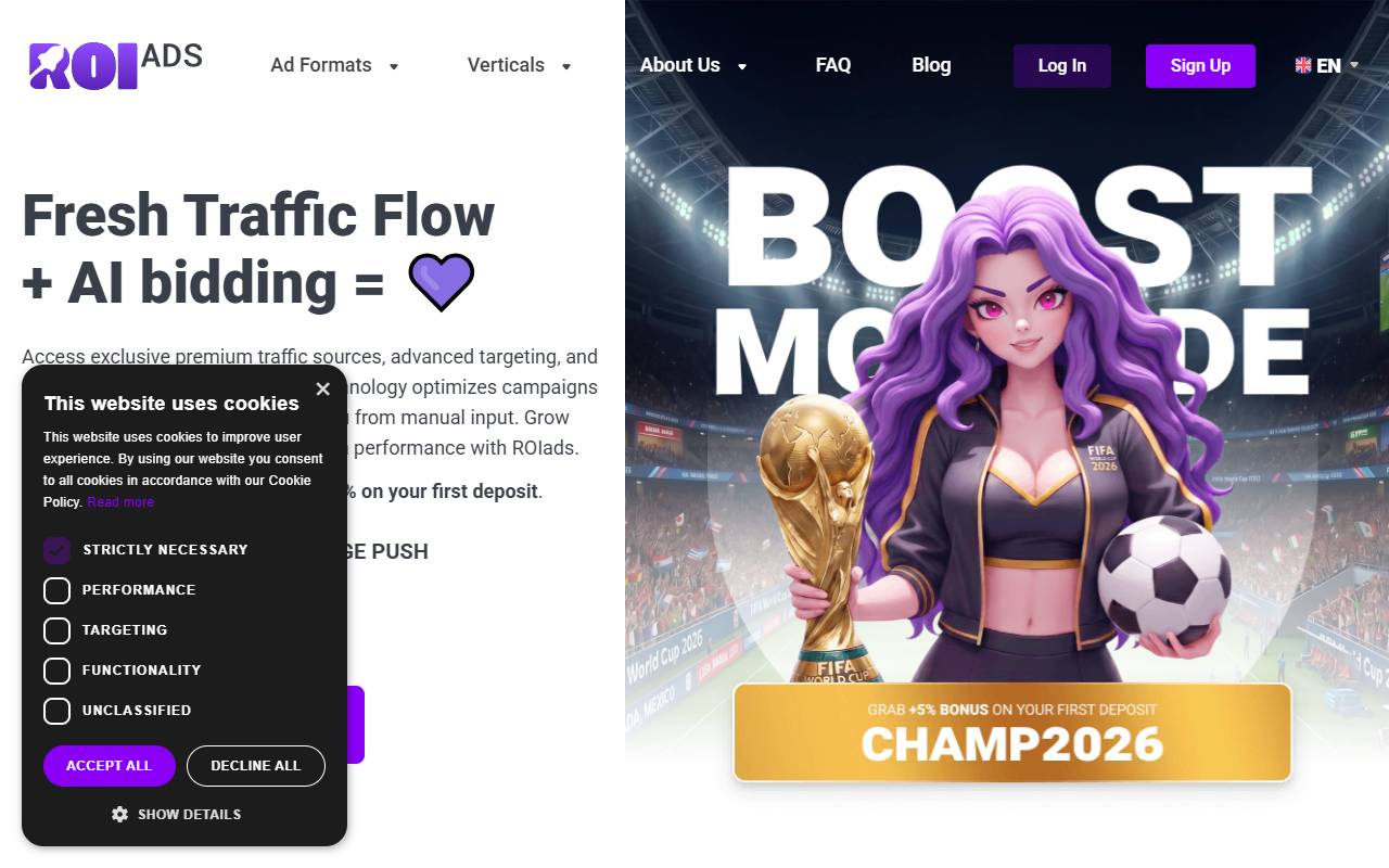 ROIads website screenshot