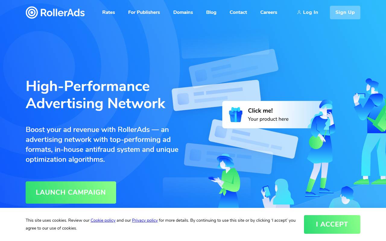 RollerAds website screenshot