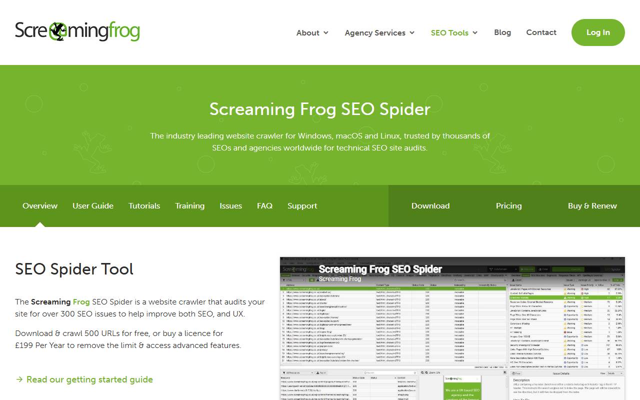 Screaming Frog SEO Spider website screenshot