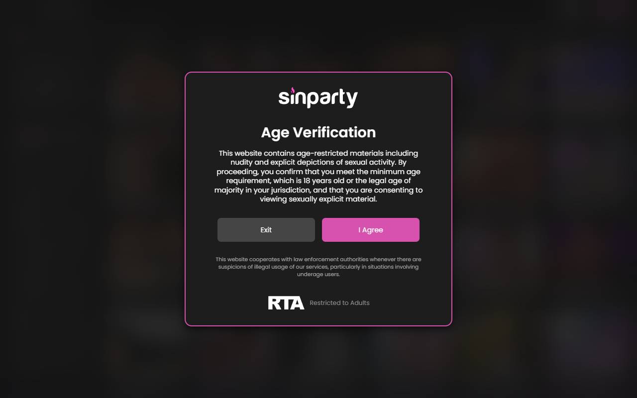 SinParty website screenshot