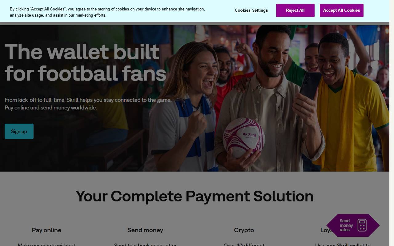 Skrill website screenshot