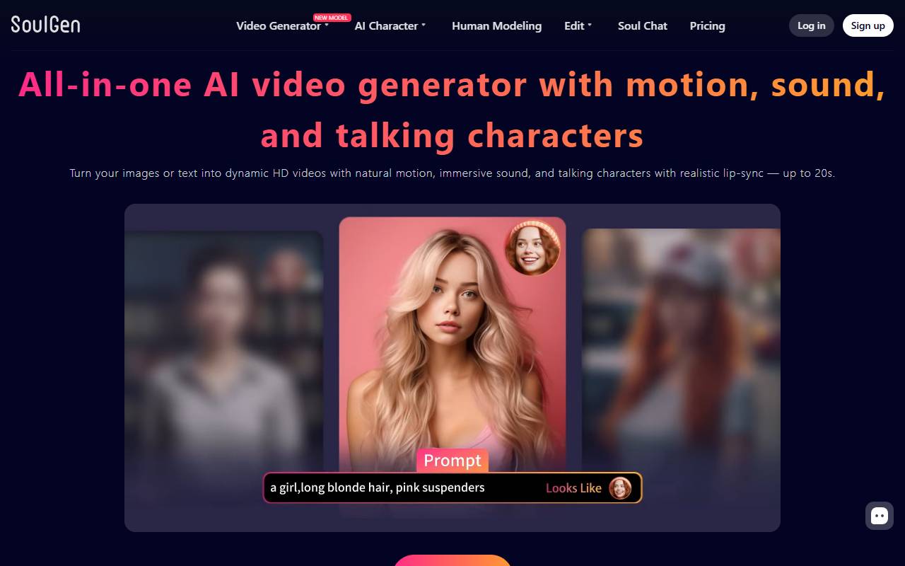 SoulGen website screenshot