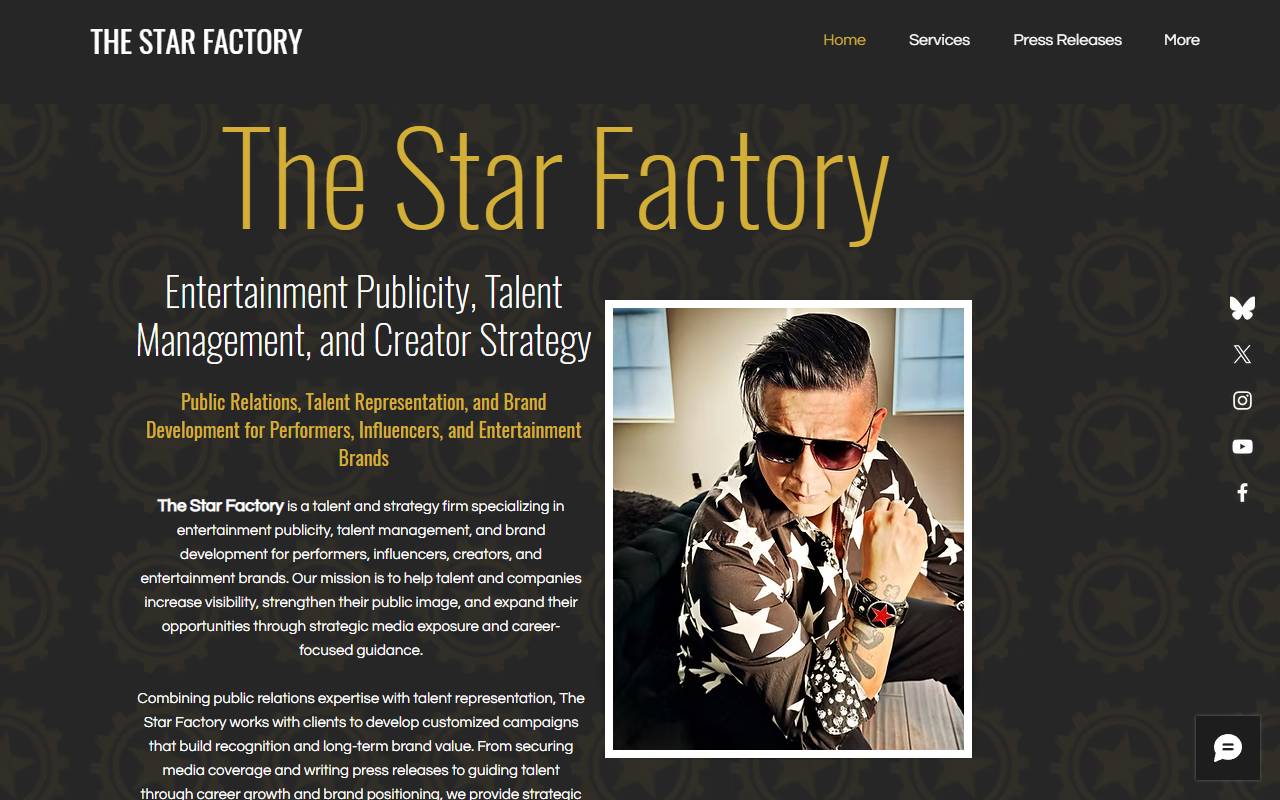 Star Factory PR website screenshot