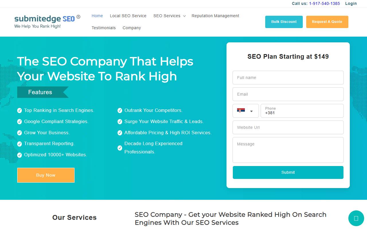SubmitEdge SEO website screenshot