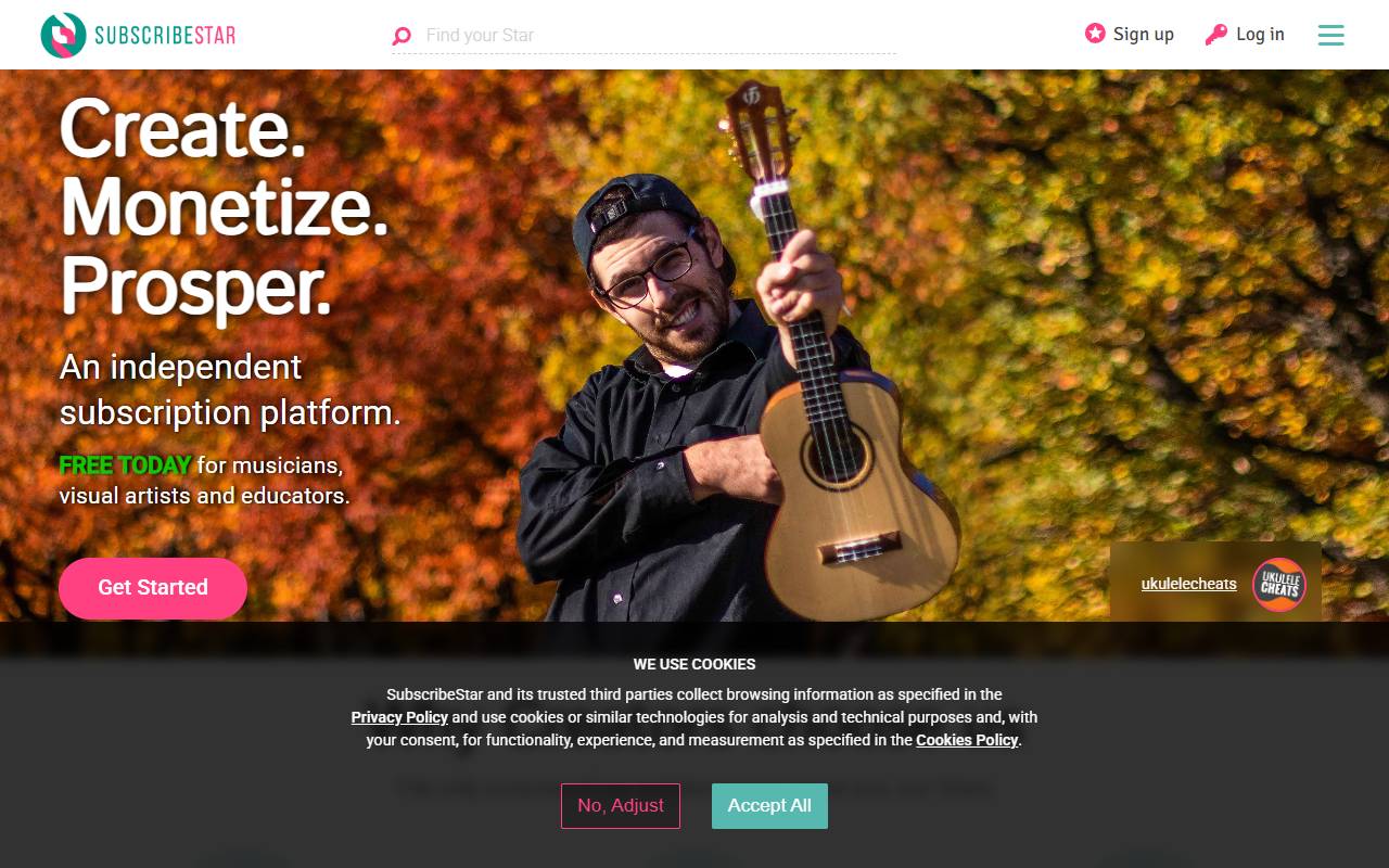 SubscribeStar website screenshot