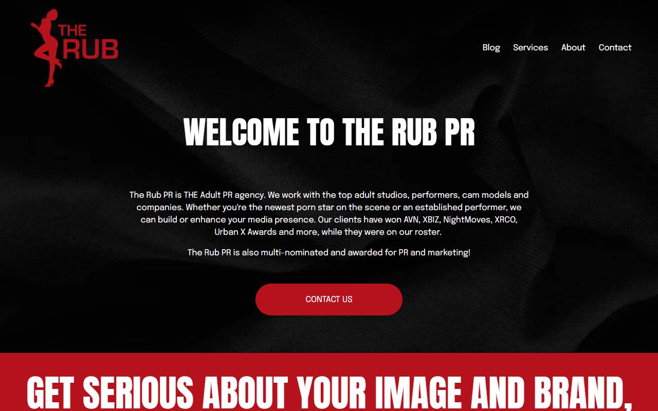 The Rub PR website screenshot