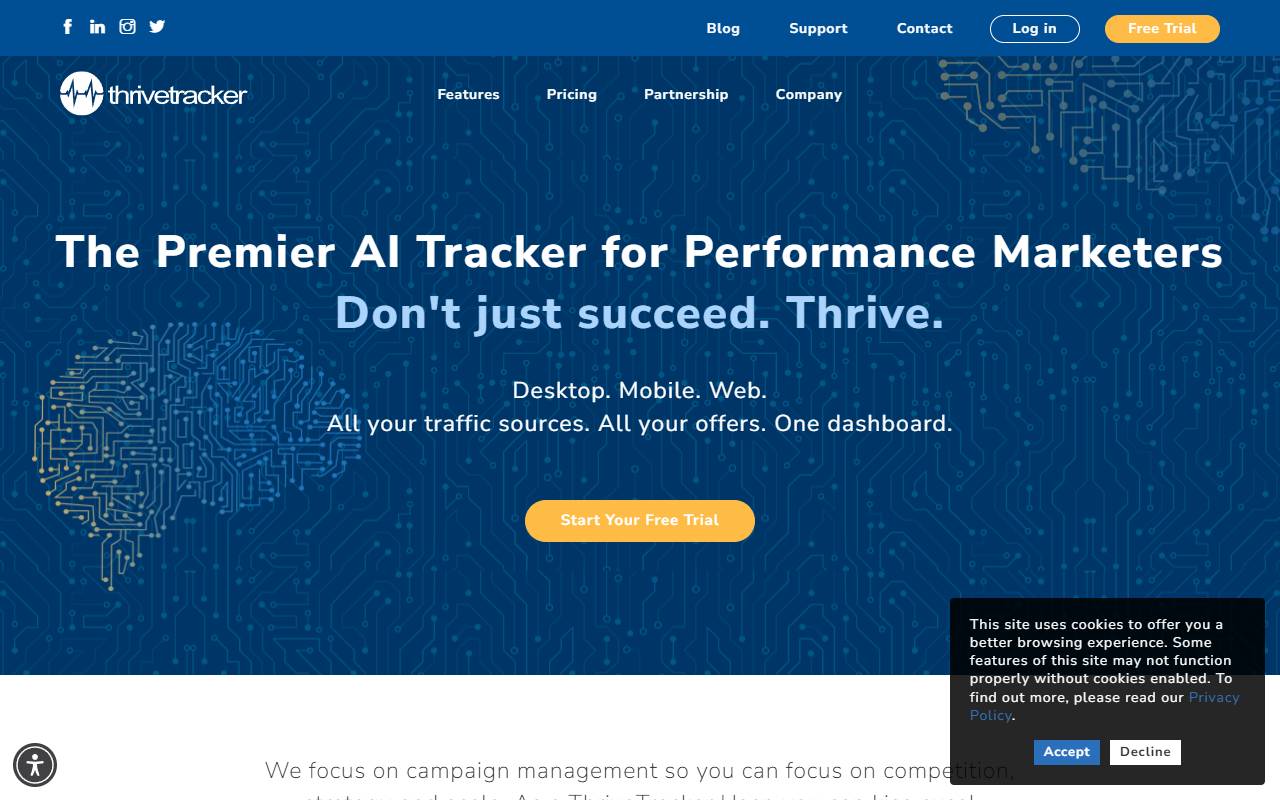 ThriveTracker website screenshot