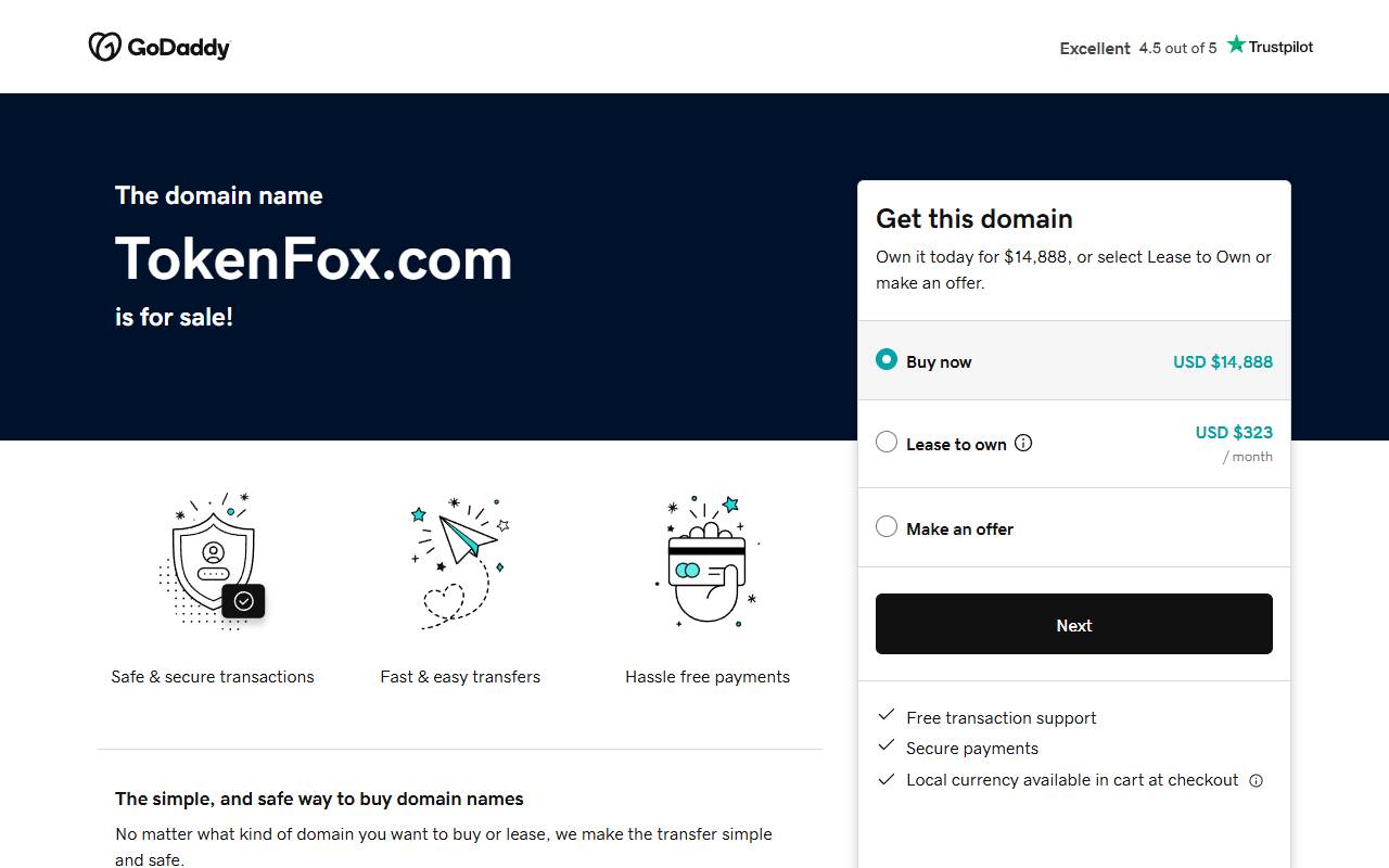 TokenFox website screenshot