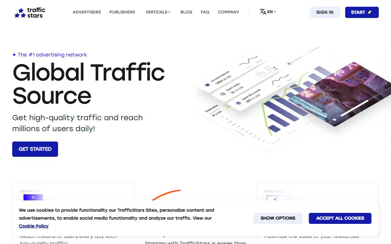 TrafficStars website screenshot