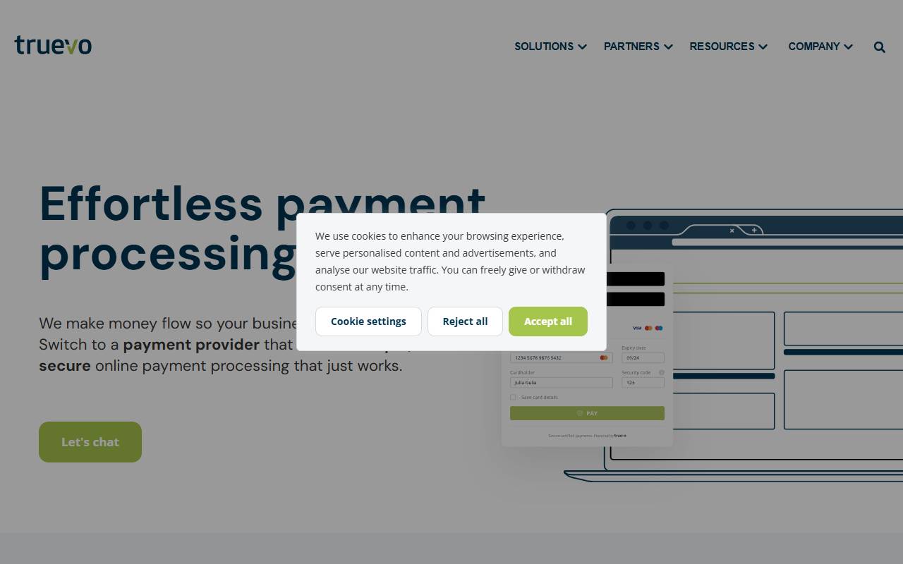 Truevo website screenshot