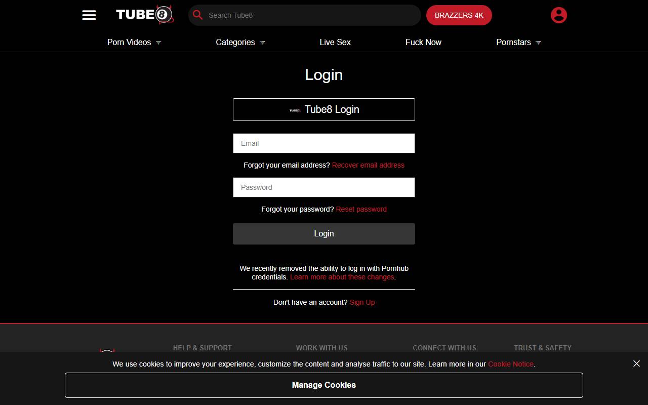 Tube8 Content Partner Program website screenshot