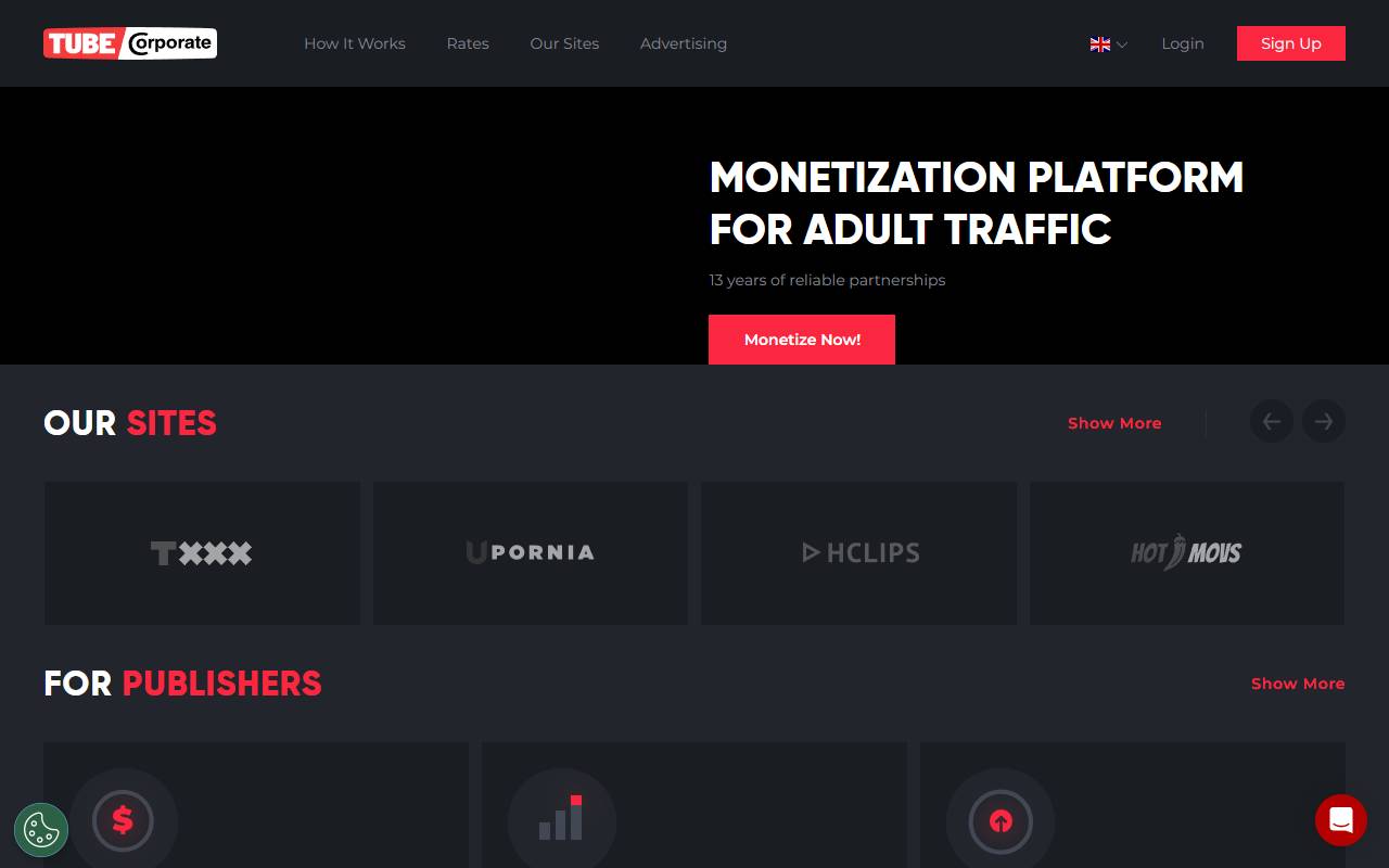 TubeCorporate website screenshot