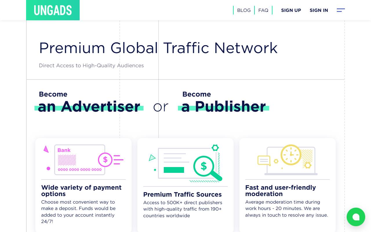 UngAds website screenshot