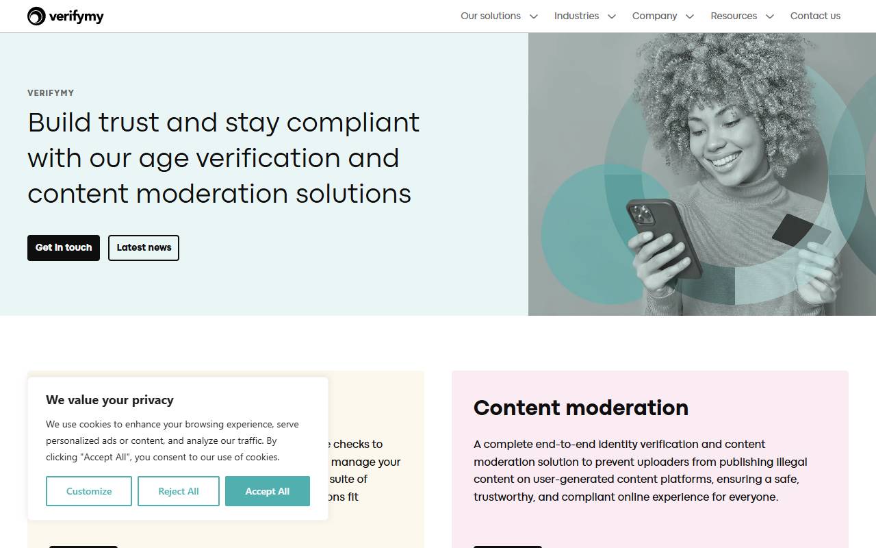 VerifyMy website screenshot