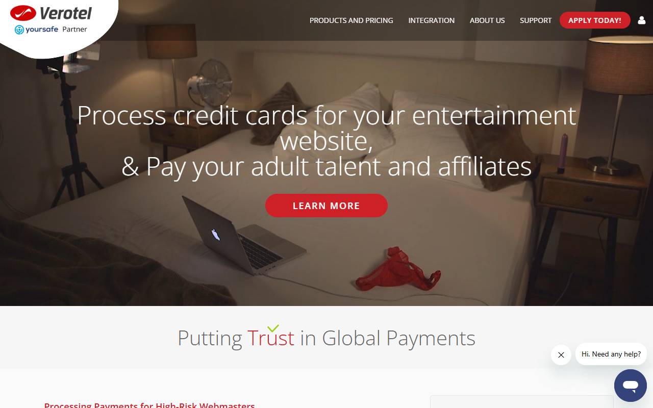 Verotel website screenshot