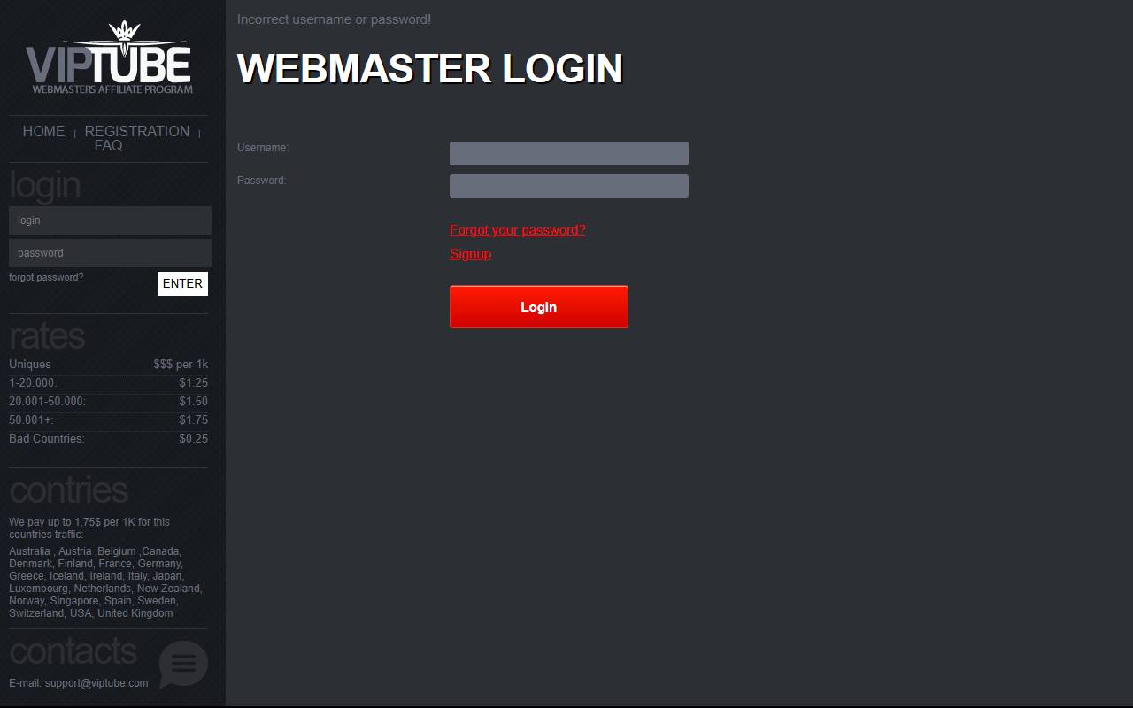 VipTube website screenshot