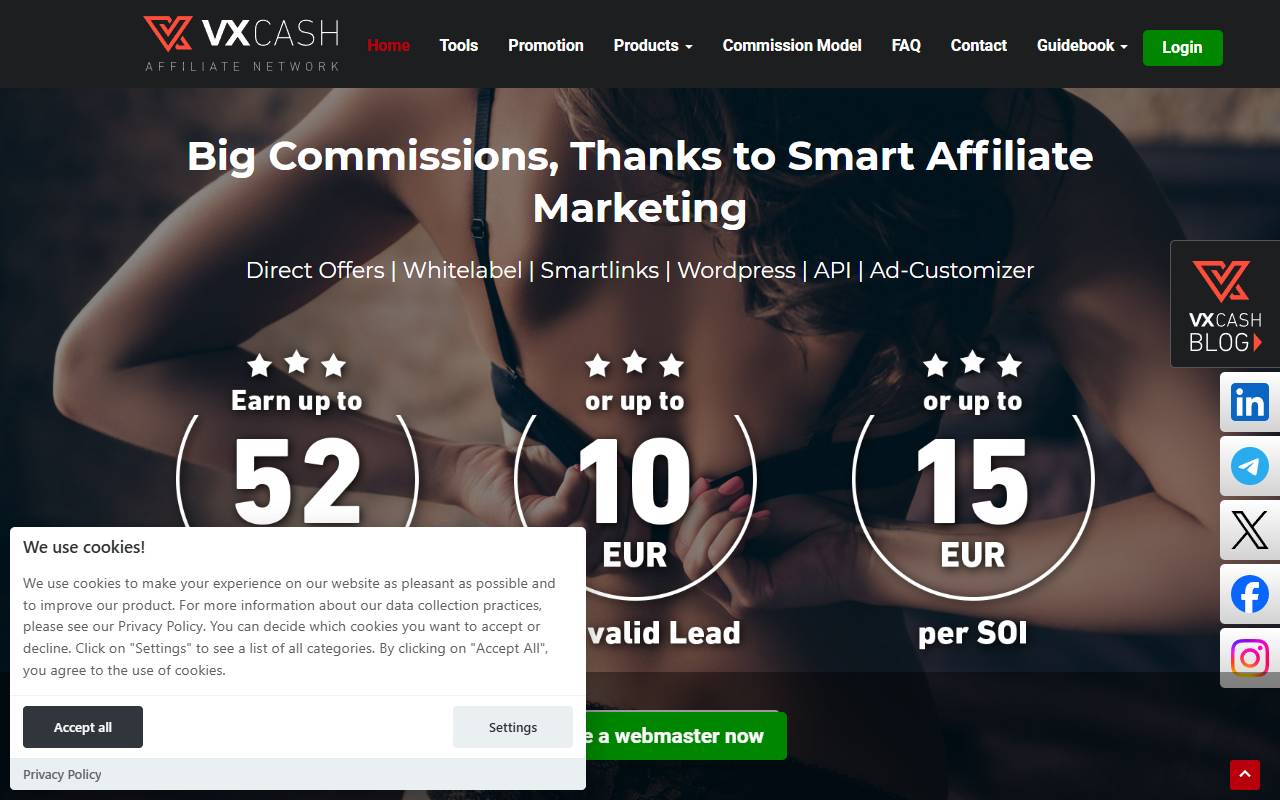 VX-CASH website screenshot
